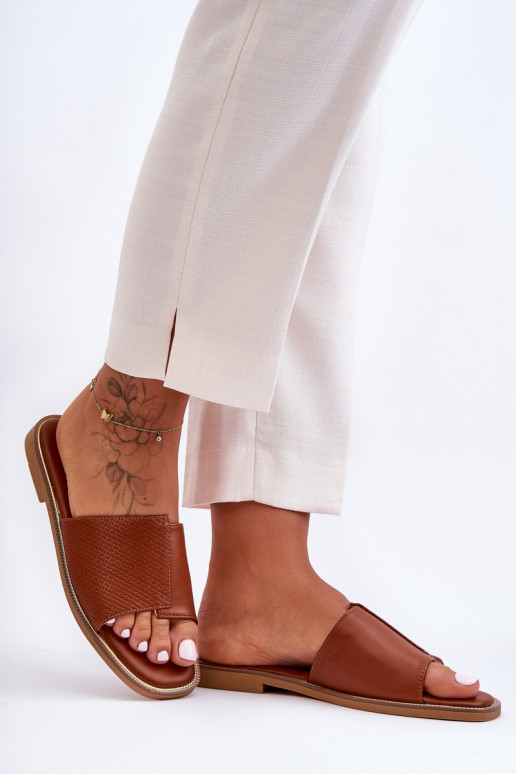 sieviešu čības Āda brūnas krāsas Harmony