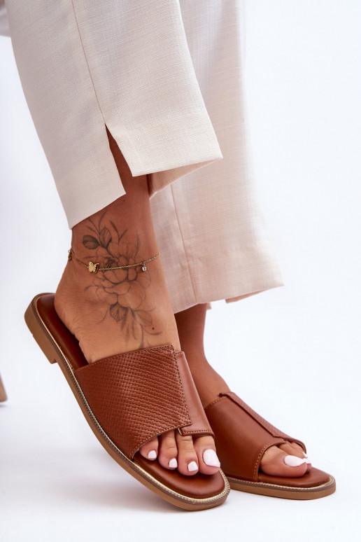 sieviešu čības Āda brūnas krāsas Harmony