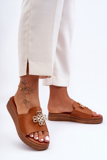 Āda Sieviešu Čības ar platformu ar dekorāciju brūnas krāsas Azera