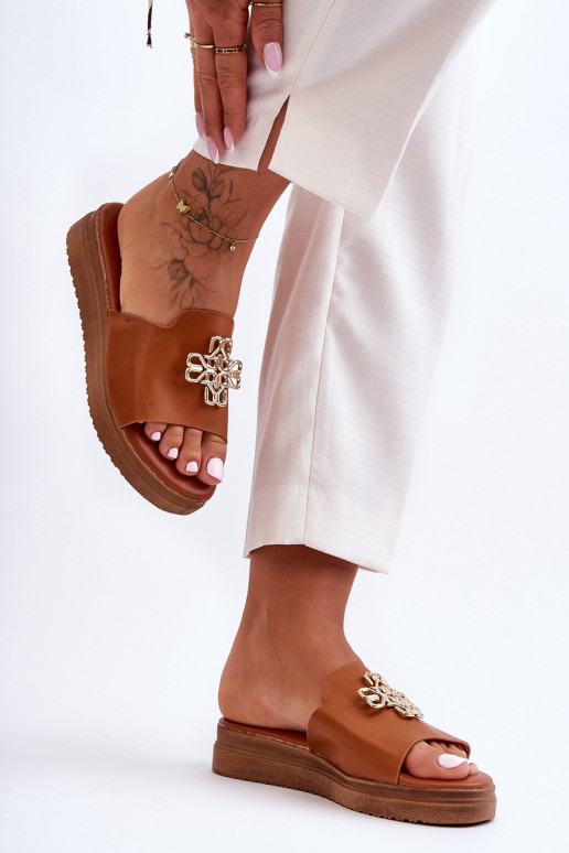 Āda Sieviešu Čības ar platformu ar dekorāciju brūnas krāsas Azera