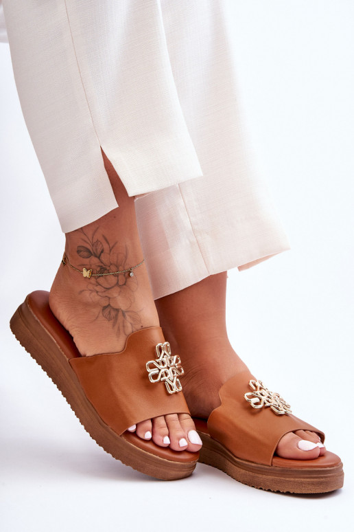 Āda Sieviešu Čības ar platformu ar dekorāciju brūnas krāsas Azera