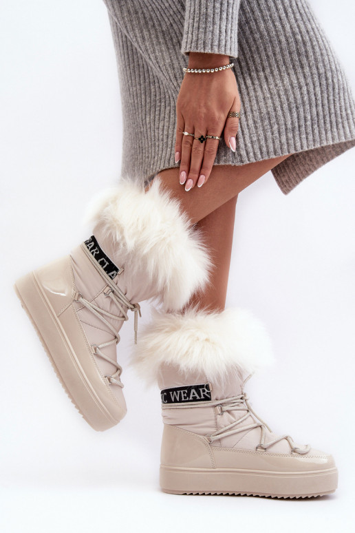 Sieviešu sniega apavi šņorējami Ziloņkaula krāsas Santero