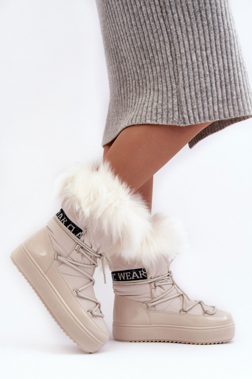 Sieviešu sniega apavi šņorējami Ziloņkaula krāsas Santero