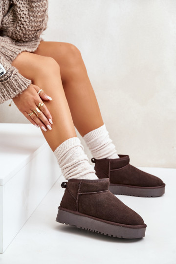 Āda zamšādas sniega apavi ar platformu brūnas krāsas Nereviana