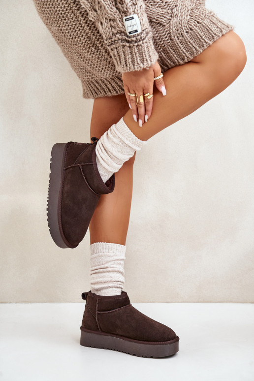 Āda zamšādas sniega apavi ar platformu brūnas krāsas Nereviana