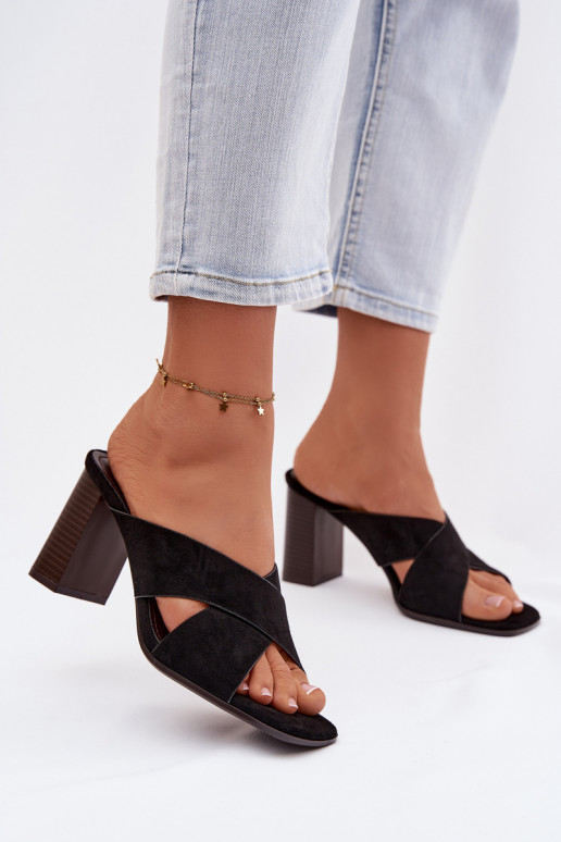 sieviešu čības ar papēdi melnas krāsas Denessa