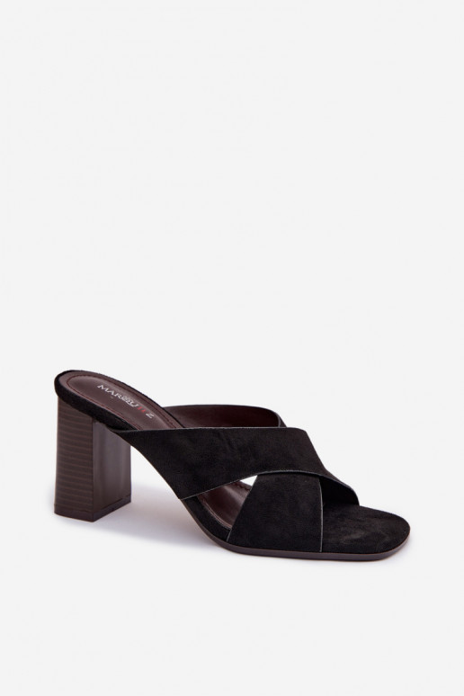 sieviešu čības ar papēdi melnas krāsas Denessa