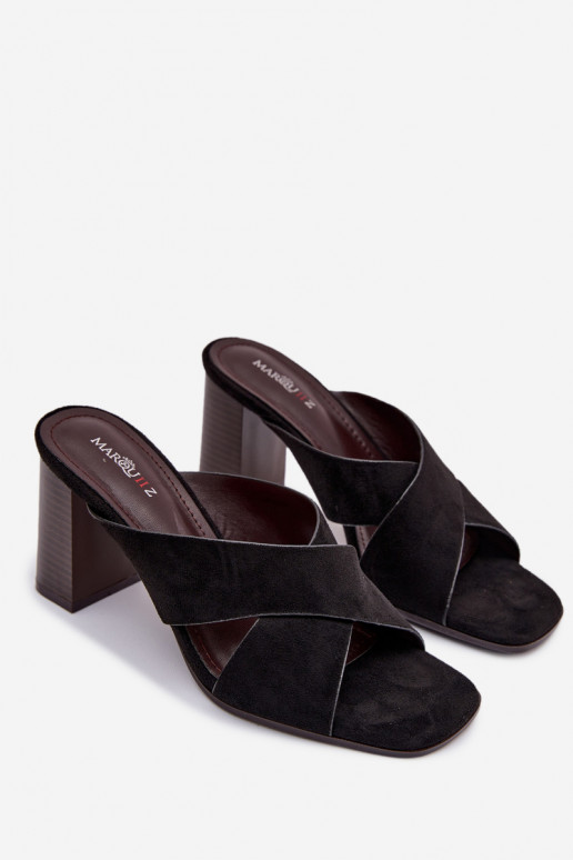 sieviešu čības ar papēdi melnas krāsas Denessa