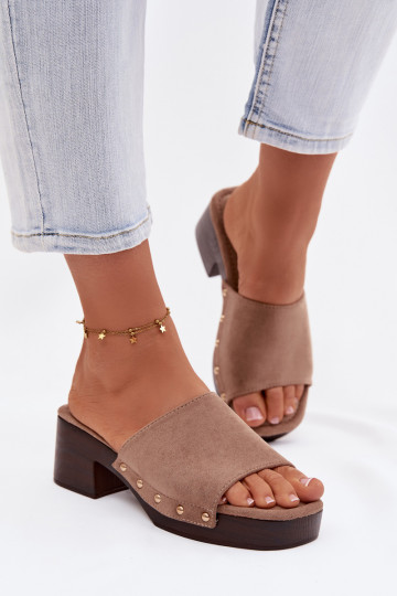 sieviešu čības Klockā Ze Zelta krāsasmi Kniedes smilšu krāsas Davessa 2