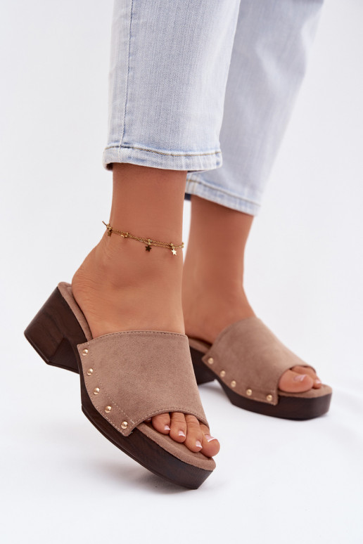 sieviešu čības Klockā Ze Zelta krāsasmi Kniedes smilšu krāsas Davessa