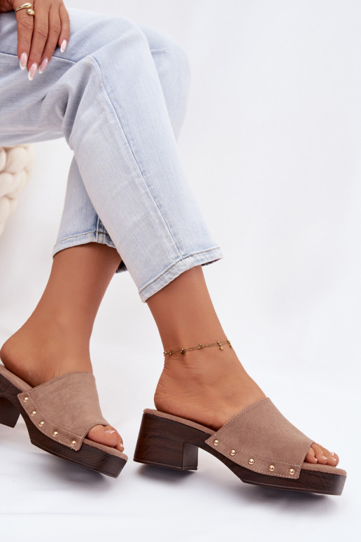 sieviešu čības Klockā Ze Zelta krāsasmi Kniedes smilšu krāsas Davessa