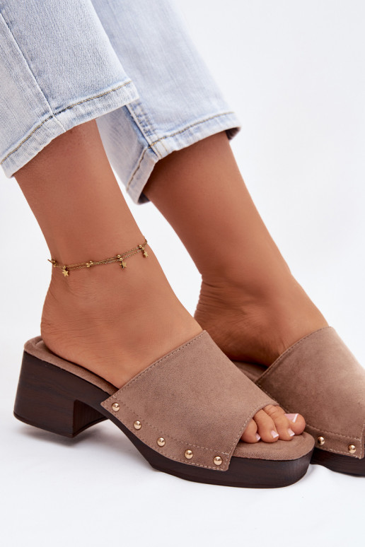 sieviešu čības Klockā Ze Zelta krāsasmi Kniedes smilšu krāsas Davessa