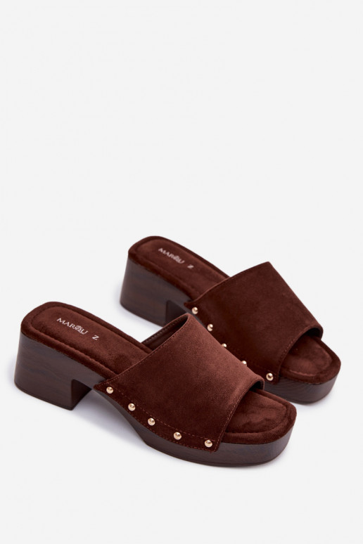 sieviešu čības Klockā Ze Zelta krāsasmi Kniedes CzekoladoIne Davessa