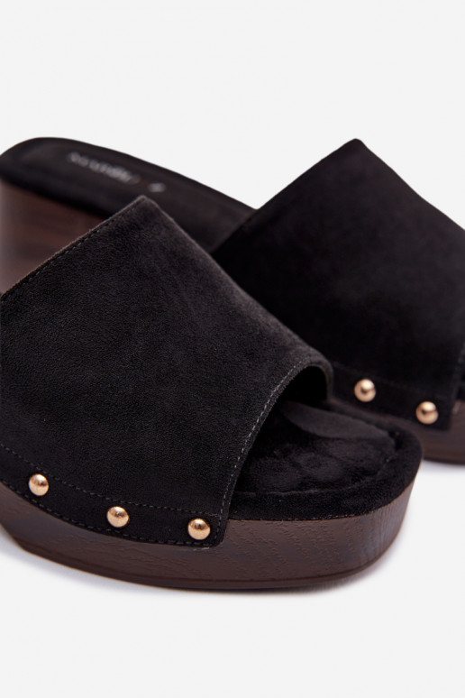 sieviešu čības Klockā Ze Zelta krāsasmi Kniedes melnas krāsas Davessa