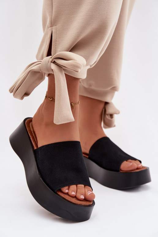 sieviešu čības ar platformu melnas krāsas Liorisse