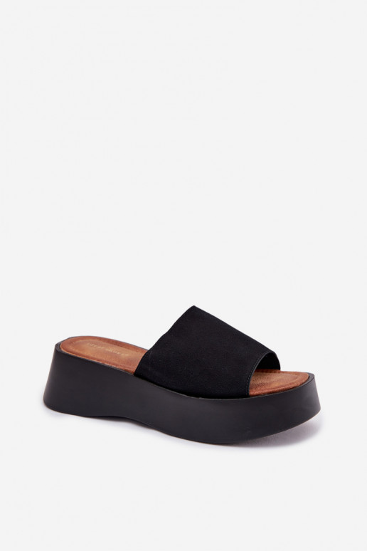 sieviešu čības ar platformu melnas krāsas Liorisse