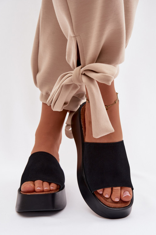 sieviešu čības ar platformu melnas krāsas Liorisse