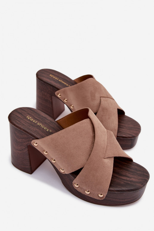 sieviešu čības ar papēdi Ze Zelta krāsasmi Kniedes smilšu krāsas Nerelle