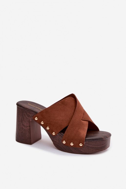 sieviešu čības ar papēdi Ze Zelta krāsasmi Kniedes brūnas krāsas Nerelle