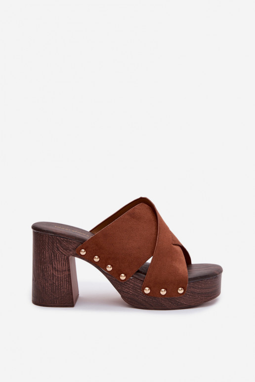 sieviešu čības ar papēdi Ze Zelta krāsasmi Kniedes brūnas krāsas Nerelle