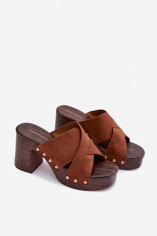 sieviešu čības ar papēdi Ze Zelta krāsasmi Kniedes brūnas krāsas Nerelle