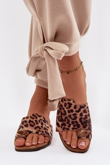 Čības Sieviešu dzīvoklis Ar greznu Detalem Eko zamšādaoIne ar leoparda kažokādas rakstu Selavine 2