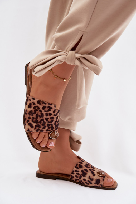 Čības Sieviešu dzīvoklis Ar greznu Detalem Eko zamšādaoIne ar leoparda kažokādas rakstu Selavine