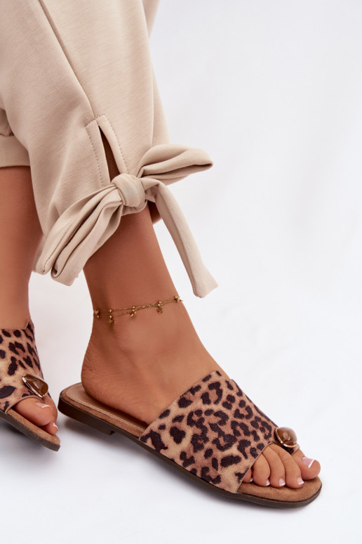 Čības Sieviešu dzīvoklis Ar greznu Detalem Eko zamšādaoIne ar leoparda kažokādas rakstu Selavine