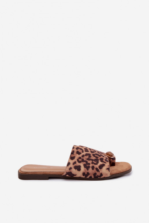 Čības Sieviešu dzīvoklis Ar greznu Detalem Eko zamšādaoIne ar leoparda kažokādas rakstu Selavine