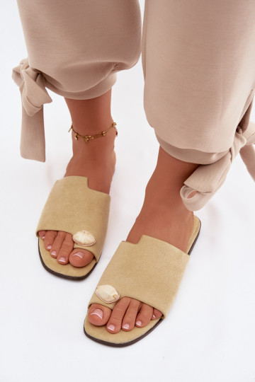 Čības Sieviešu dzīvoklis Ar greznu Detalem Eko zamšādaoIne Dzelteni Selavine 2