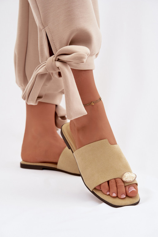 Čības Sieviešu dzīvoklis Ar greznu Detalem Eko zamšādaoIne Dzelteni Selavine