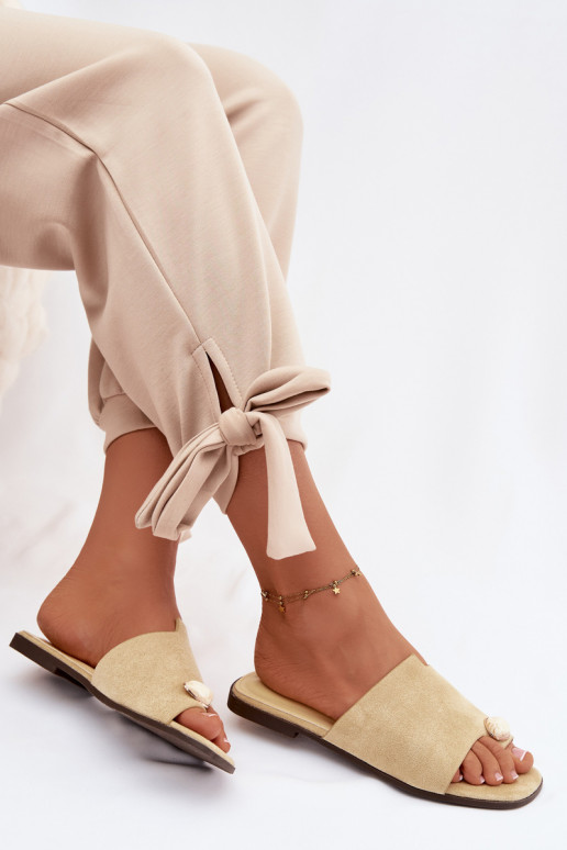 Čības Sieviešu dzīvoklis Ar greznu Detalem Eko zamšādaoIne Dzelteni Selavine