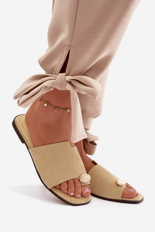 Čības Sieviešu dzīvoklis Ar greznu Detalem Eko zamšādaoIne Dzelteni Selavine