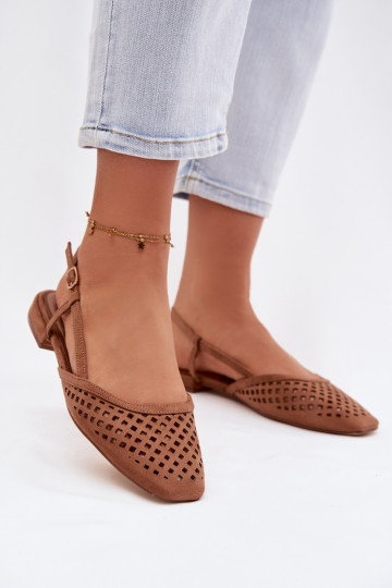 Ažūra balerīnasEko zamšādau brūnas krāsas Farivelle 2