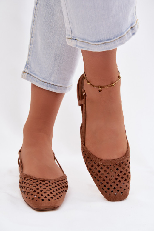 Ažūra balerīnasEko zamšādau brūnas krāsas Farivelle