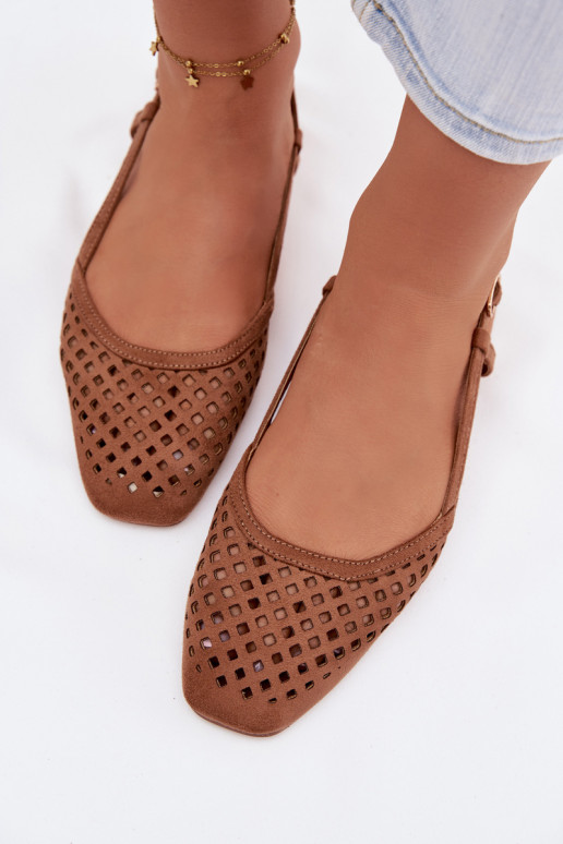 Ažūra balerīnasEko zamšādau brūnas krāsas Farivelle