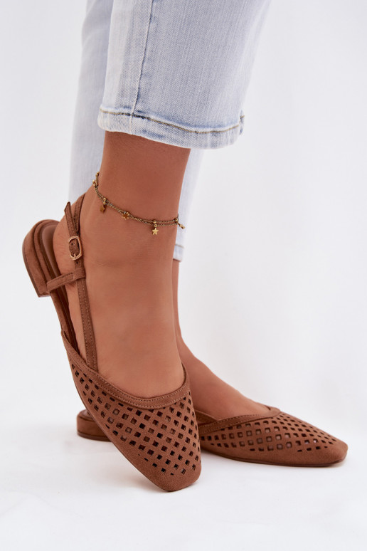 Ažūra balerīnasEko zamšādau brūnas krāsas Farivelle