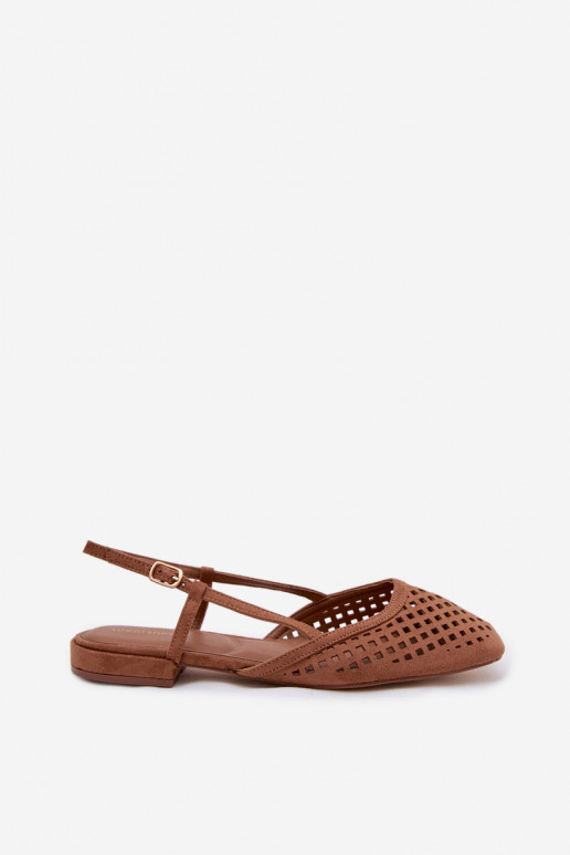 Ažūra balerīnasEko zamšādau brūnas krāsas Farivelle