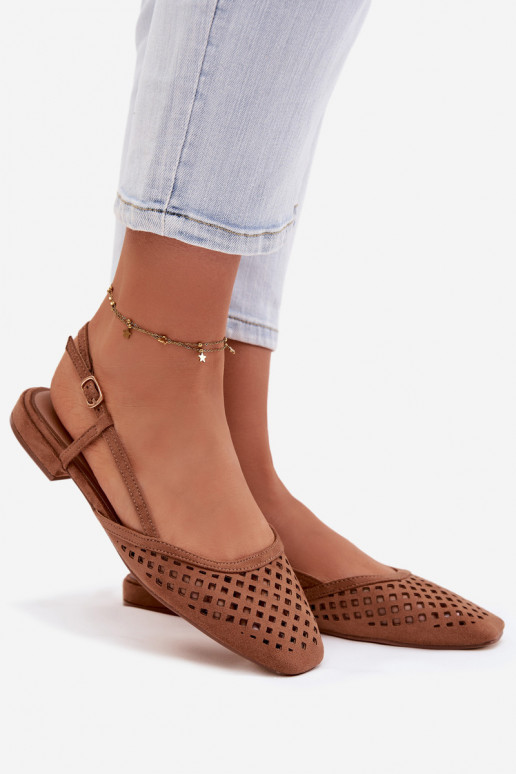 Ažūra balerīnasEko zamšādau brūnas krāsas Farivelle