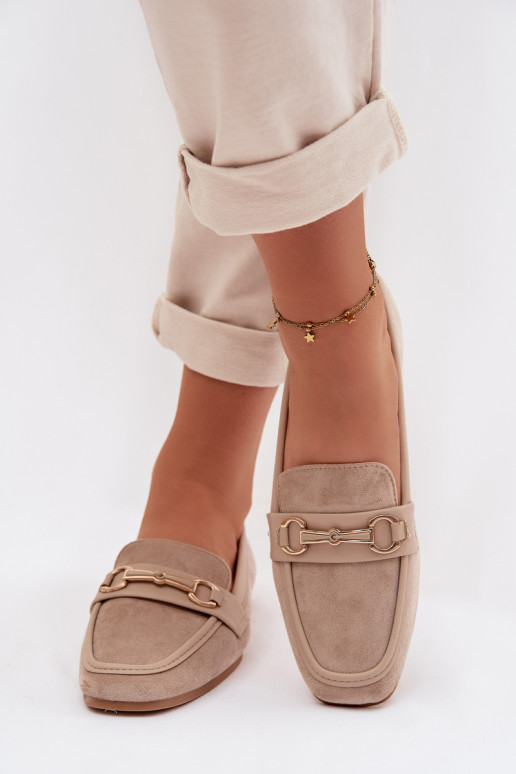 Mokasīni sieviešu mokasīni ar ornamentiem smilšu krāsas Palerina