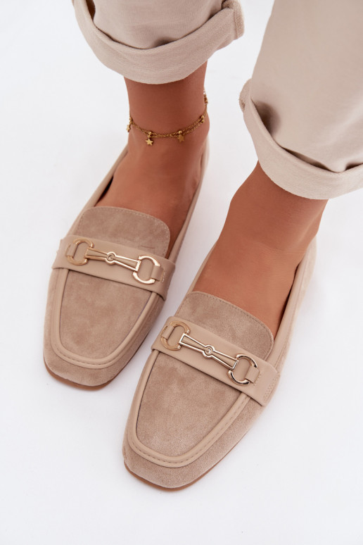 Mokasīni sieviešu mokasīni ar ornamentiem smilšu krāsas Palerina