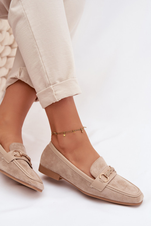 Mokasīni sieviešu mokasīni ar ornamentiem smilšu krāsas Palerina