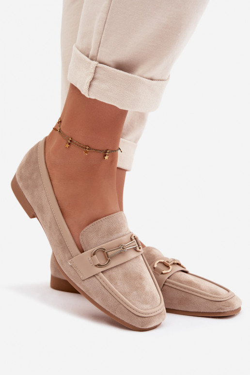 Mokasīni sieviešu mokasīni ar ornamentiem smilšu krāsas Palerina