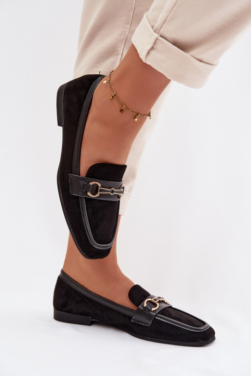 Mokasīni sieviešu mokasīni ar ornamentiem melnas krāsas Palerina