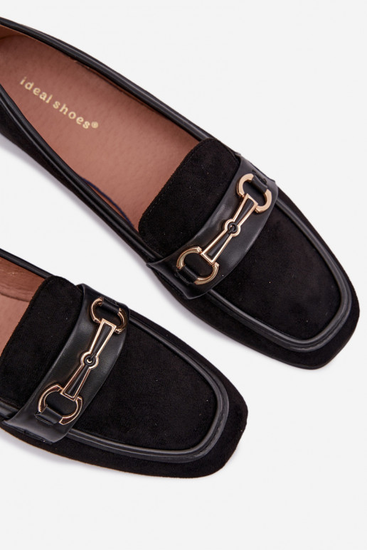 Mokasīni sieviešu mokasīni ar ornamentiem melnas krāsas Palerina