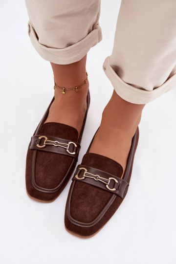 Mokasīni sieviešu mokasīni ar ornamentiem brūnas krāsas Palerina