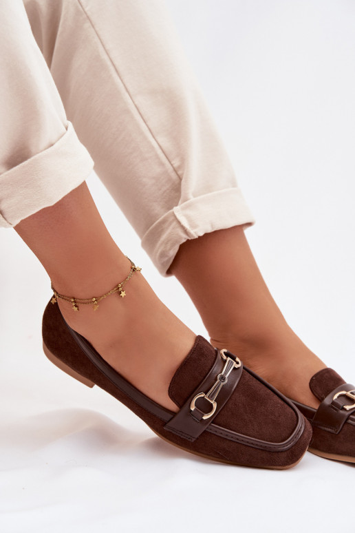 Mokasīni sieviešu mokasīni ar ornamentiem brūnas krāsas Palerina