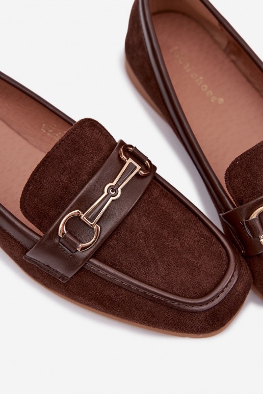 Mokasīni sieviešu mokasīni ar ornamentiem brūnas krāsas Palerina