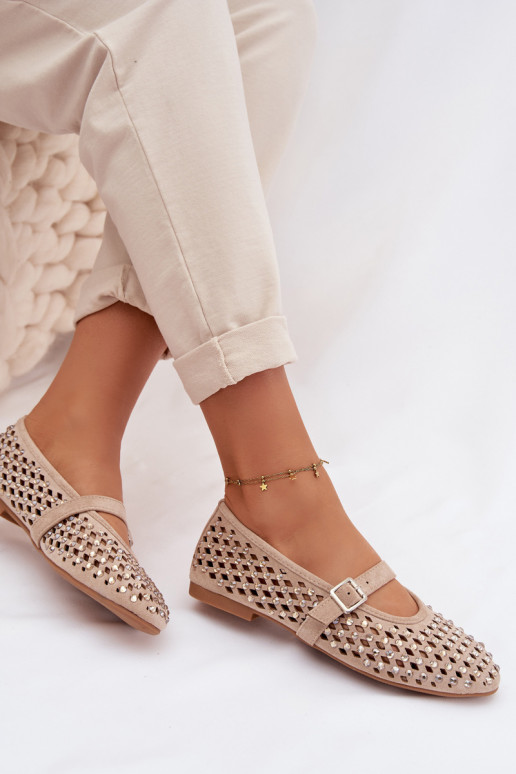 Balerīnas Sieviešu Ažūrs ar mirdzošiem spīdumiņiem I Svītrasem smilšu krāsas INilvessa