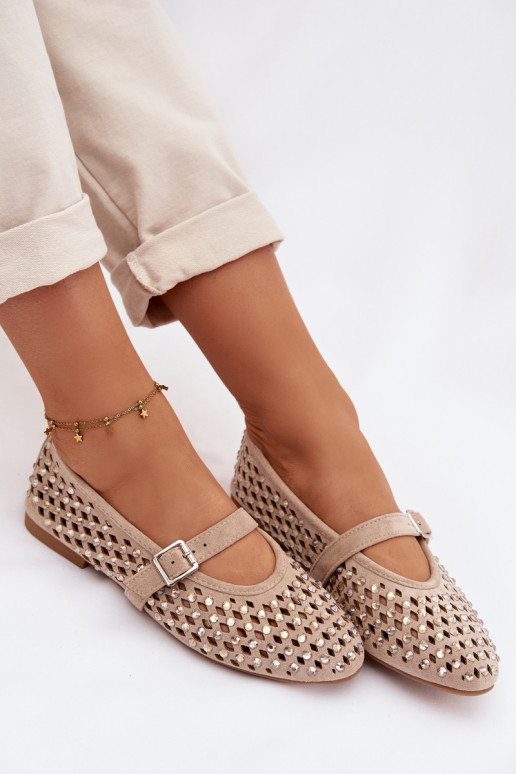 Balerīnas Sieviešu Ažūrs ar mirdzošiem spīdumiņiem I Svītrasem smilšu krāsas INilvessa